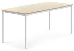 Stôl SONITUS, 1800x800x760 mm, HPL - breza, biela