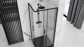 Rea Punto, sprchovací kút 80x80x190 cm, 5mm číre sklo, čierny profil + čierna sprchová vanička Savoy, KPL-K1013