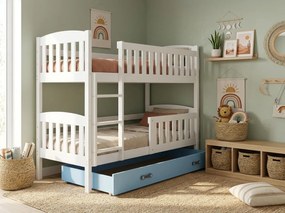 Poschodová posteľ KUBO 200x90 | biela - modrá