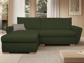 Rohová sedačka Helvetius, tmavo zelená látka