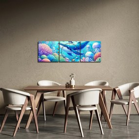 Obraz – Podvodný svet (s hodinami) (90x30 cm)