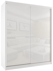 Šatníková skriňa 158cm Belini biely mat / biely lesk s posuvnými dverami BM SZP3/2/W/W/W/HI