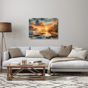 Sklenený obraz - Pohľad z pláže (70x50 cm)