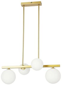 Závesné svietidlo so skleneným tienidlom v bielo-zlatej farbe Kama – Candellux Lighting