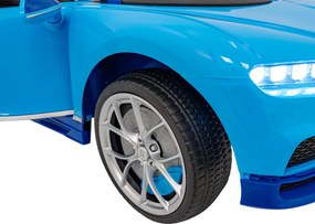Ramiz Bugatti Chiron batérie pre deti Modrá + Diaľkové ovládanie + Nosič batožiny + EVA + Tlmiče + LED Audio