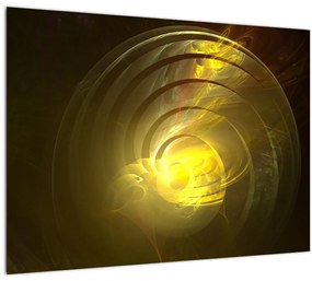 Sklenený obraz žltej abstraktnej špirály (70x50 cm)