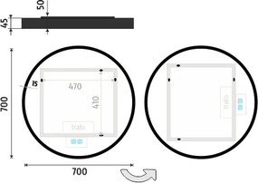 Nimco ČIERNE LED zrkadlo pr. 700 s dvoma dotykovými senzormi - ZPC 31001RVX-90