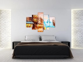 Obraz - Daždivého počasia a Eiffelovej veže (150x105 cm)