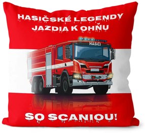 Vankúš Hasičské legendy – Scania (Veľkosť: 40 x 40 cm)