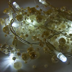 DECOLED Svetelná reťaz LED na batérie, biele perly, ľadovo biela, 10 diód, 1,3 m