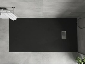 Mexen Hugo, obdĺžniková sprchová vanička SMC 180 x 90 cm, čierna, oceľová krytka, 42709018-X
