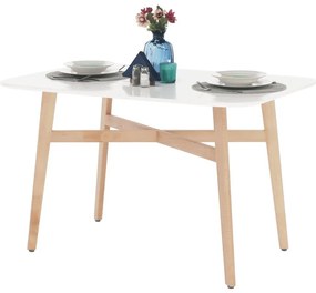 Tempo Kondela Jedálenský stôl, biela/prírodná, 120x80 cm, CYRUS 2 NEW