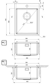 Deante ZPO_010E - Kuchynský drez OLFATO 50,5x39 cm kefovaná oceľ