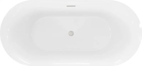 Mexen Roxy, voľne stojaca vaňa 170 x 80 cm, biela, brúsená oceľ prepad, 51201708000-97