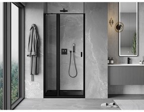 Mexen MIST, 1-krídlové sprchové dvere (1d+1s) 90x200 cm, 6mm číre sklo s čiernym rámom, ľavý variant, 8A4-090-000-70-70-L