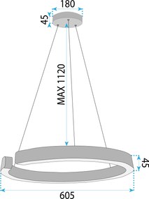 Toolight Toolight, LED stropné osvetlenie 60cm, 60W, 3000K, LHJ053-CP1 C, zlatá matná, OSW-50027