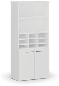Triediaci regál s dverami PRIMO WHITE, 1781 x 800 x 420 mm, 9 priehradok, biela