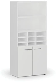 Triediaci regál s dverami PRIMO WHITE, 1781 x 800 x 420 mm, 9 priehradok, biela