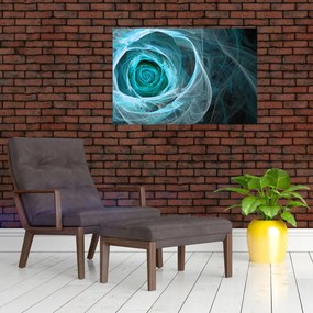 Obraz - Abstraktné ruže modrá s čiernym pozadím (90x60 cm)