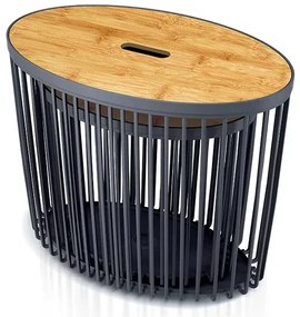 Set 2 univerzálnych oválnych košov s bambusovým vekom, 30 + 55 l, prírodné drevo / antracit