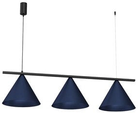 Závesné svietidlo Capital, 3x tmavomodré kovové tienidlo, (fi 30cm), db