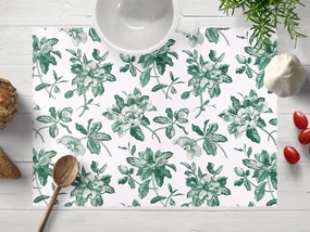Biante Teflónové prestieranie na stôl TF-091 Zelené kvety na bielom 30x40 cm