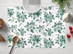 Biante Teflónové prestieranie na stôl TF-091 Zelené kvety na bielom 35x45 cm