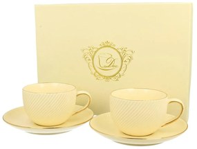 Porcelánová šálka s podšálkou Ecru Ice Cream 220 ml sada 2ks