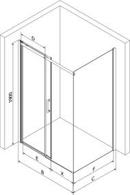 Mexen Omega, sprchovací kút s posuvnými dverami 100 (dvere) x 80 (stena) cm, 8mm číre sklo, chrómový profil + slim sprchová vanička 5cm, 825-100-080-01-00-4010