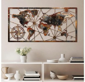 Asir Nástenná dekorácia 120x60 cm mapa sveta kov AS2007
