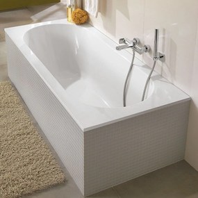 VILLEROY &amp; BOCH Oberon pravouhlá vaňa z materiálu Quaryl, odtok zboku, 1700 x 750 x 450 mm, Stone White, UBQ170OBE2V-RW