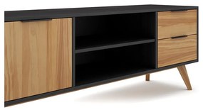 Čierny/prírodný TV stolík z borovicového dreva 180x53 cm Lavis – Marckeric