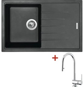 Granitový drez Sinks Best 780 s batériou Mix 350 P 500x780 mm čierny
