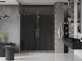 Mexen Velar Duo, posuvné sprchové dvere do otvoru 170 cm, 8mm šedé sklo, zlatá matná, 871-170-000-42-55