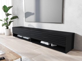 TV stolík/skrinka Adenik 180 MDF, Farby: biela / biela fala, Osvetlenie: osvetlenie LED RGB - farebné