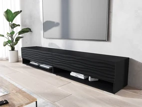TV stolík/skrinka Adenik 180 MDF, Farby: čierny grafit / čierna fala, Osvetlenie: osvetlenie LED RGB - farebné