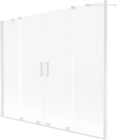 Mexen Velar Duo, 2-krídlová vaňová zástena s posuvnými dverami 200 x 150 cm, námraza, biely profil, 896-200-000-32-20