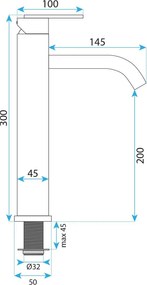 Rea Ontario, vysoká umývadlová batéria h-300, grafitová, REA-B5511
