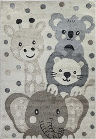 TA Béžový detský koberec C5653A_74F_37 CREAM / BEIGE ANIMAL so zvieratkami zo zoo a guličkami Rozmer: 140x200 cm