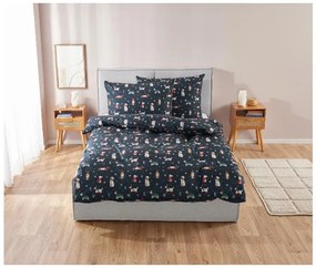 Livarno home Posteľná vianočná bielizeň z mikrovlákna, 200 x 220 cm (navy modrá)  (100396369)