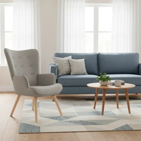 Kreslo ušiak LUGO — masív, látka, prírodná / sivá