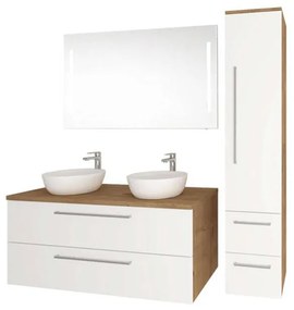 Mereo, Bino, kúpeľňová skrinka s keramickým umývadlom 61x46x55 cm, biela-dub arlington, MER-CN670