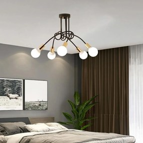 Toolight - Závesné svietidlo Paradise 5xE27 60W APP518-5C, čierna-zlatá, OSW-01102