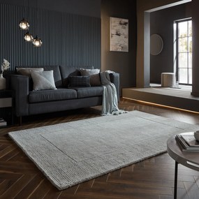 Flair Rugs koberce Kusový ručne tkaný koberec Tuscany Textured Wool Border Grey Marl - 200x290 cm