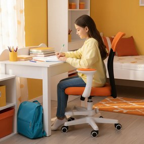 Detská stolička Neoseat MONKEY WHITE s podnožou — látka, biela / oranžová