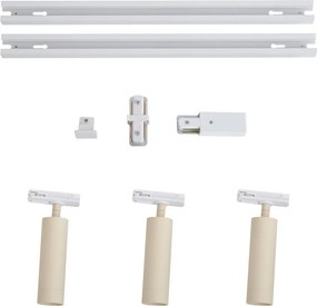 Moderný koľajnicový systém s 3 bodovými svetlami biely s béžovou 1-fázový GU10 35mm - Iconic Jeana Luxe