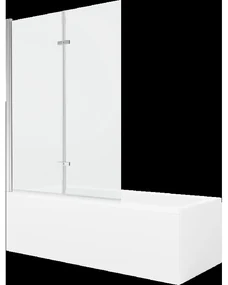 Mexen Cubik obdĺžniková vaňa 160 x 70 cm s obkladom a 2-krídlovou zástenou 120 cm, Transparentné, Chrómová - 550316070X921202010
