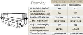 BMB TANDEM ORTHO bez roštov 90 x 200 cm - rozkladacia posteľ z bukového masívu s ľavou podrúčkou, buk masív