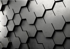Manufakturer -  Tapeta 3D gray honeycomb