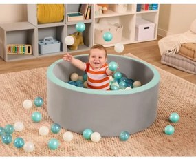 B-Toys - Detský suchý bazén s loptičkami pr. 89 cm šedá/tyrkysová